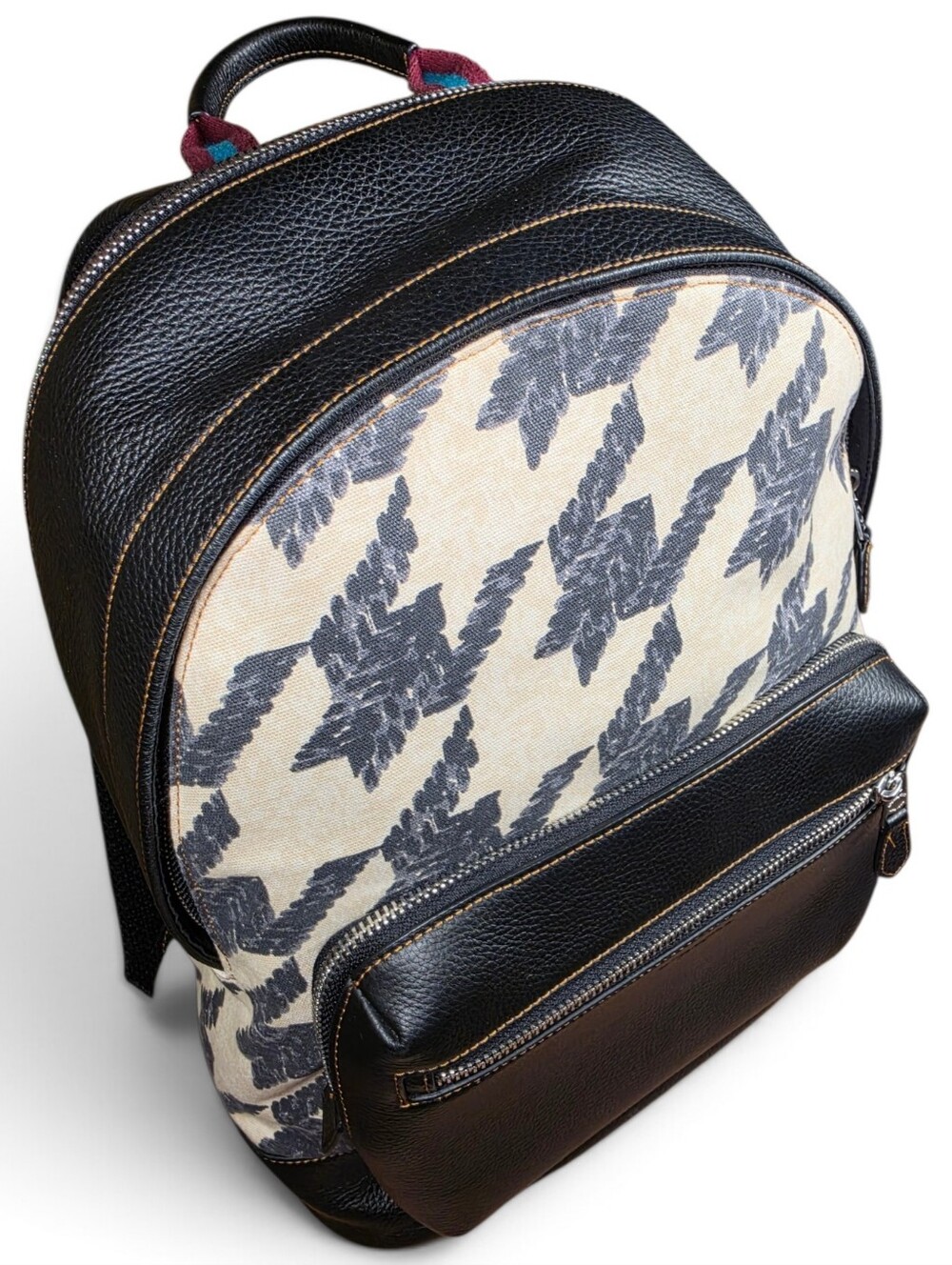 Coach West Houndstooth Print Backpack w/ Leather Trim CJ514 (Retail $550) - Picture 15 of 16